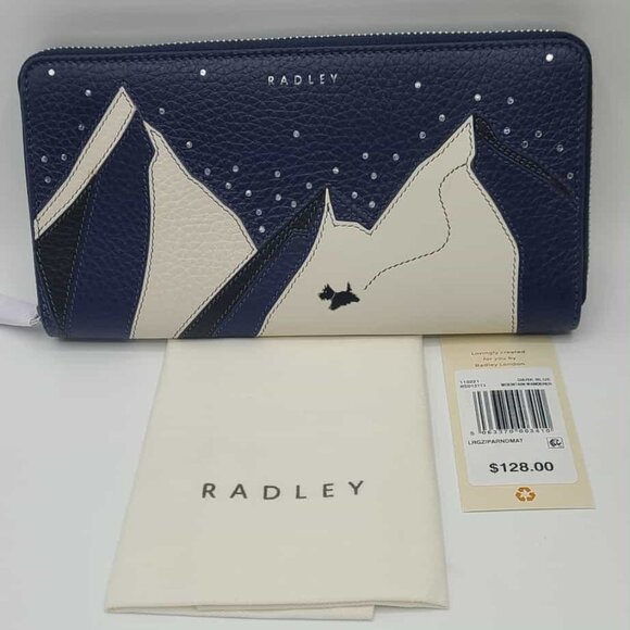 Radley London Mountain Wanderers Navy Large Zip Around Matinee Wallet NEW! - Picture 1 of 12
